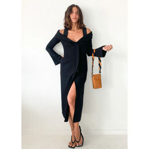 GEORGIA ALICE Moody Coat Dress Black 100% Wool New Zealand - Size 10AU/6US